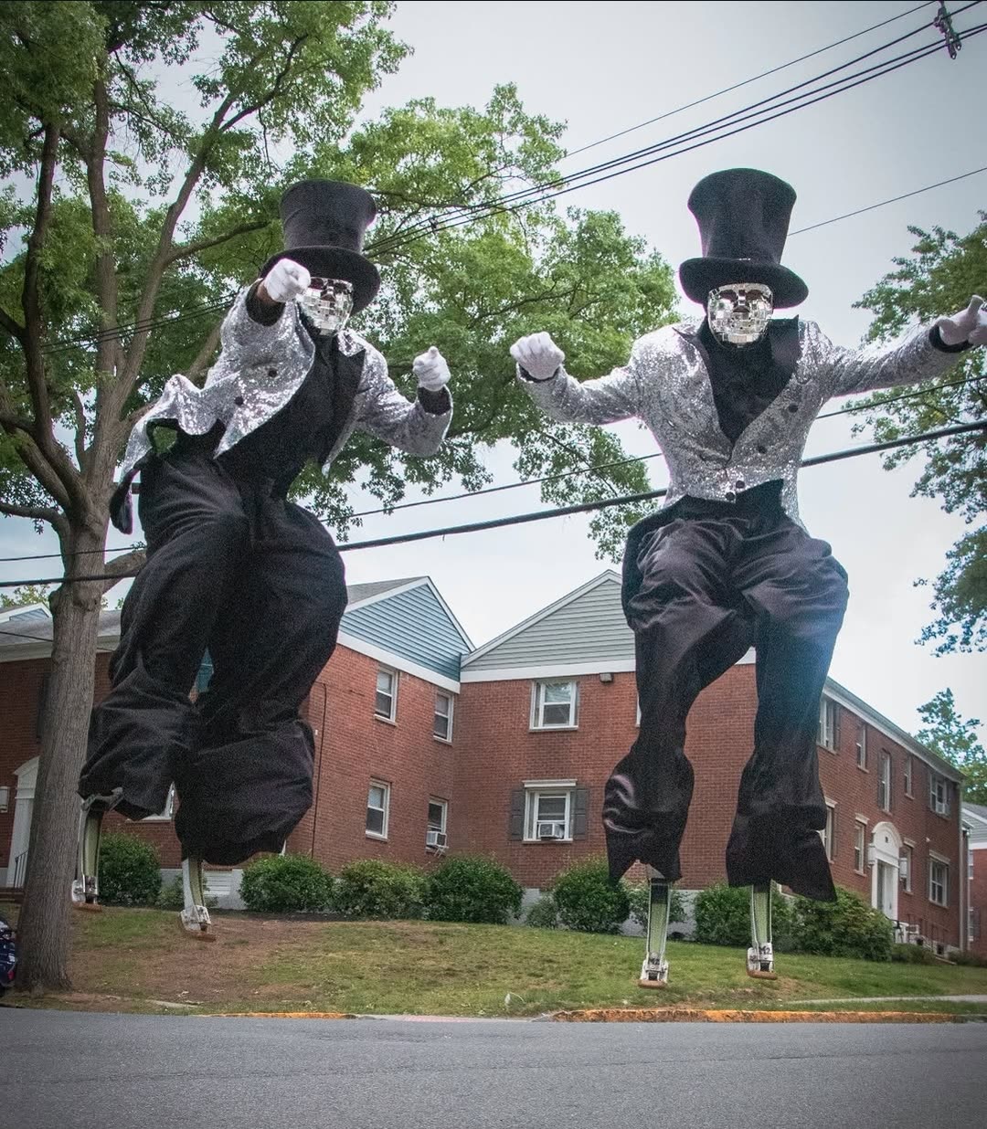 Stilt performers entertaining guests at an event